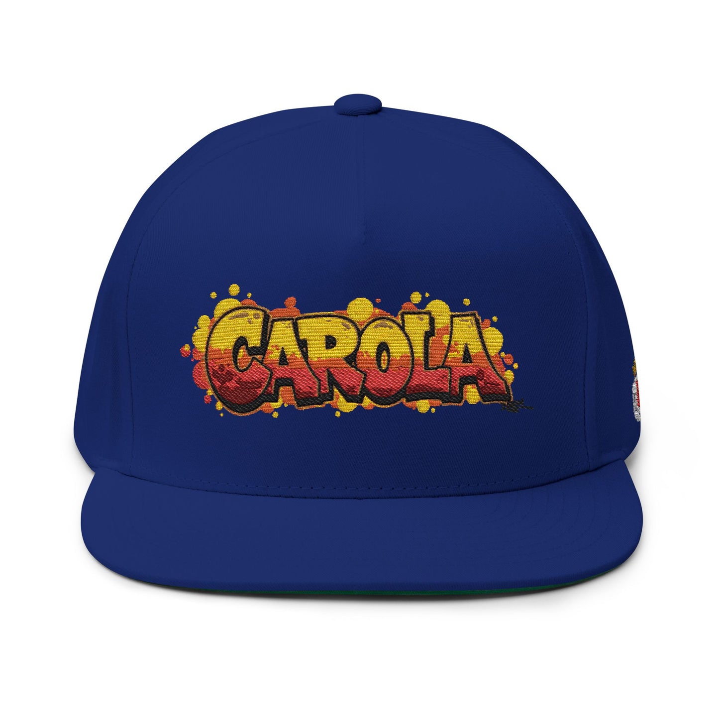 Vibrant Embroidered Flat Bill Cap - 'CAROLA'