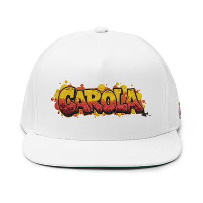 Vibrant Embroidered Flat Bill Cap - 'CAROLA'