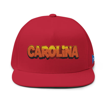 Retro Carolina Embroidered Flat Bill Cap - Stylish Headwear for Outdoor Adventures