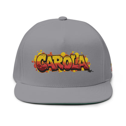 Vibrant Embroidered Flat Bill Cap - 'CAROLA'