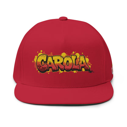 Vibrant Embroidered Flat Bill Cap - 'CAROLA'