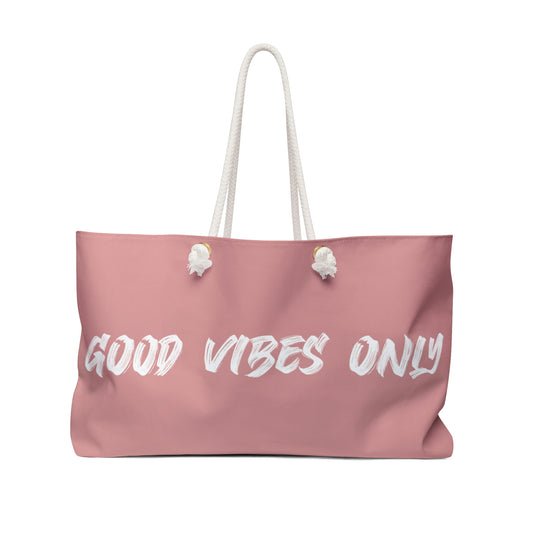 "Good Vibes Only" (Pink) - Weekender Bag