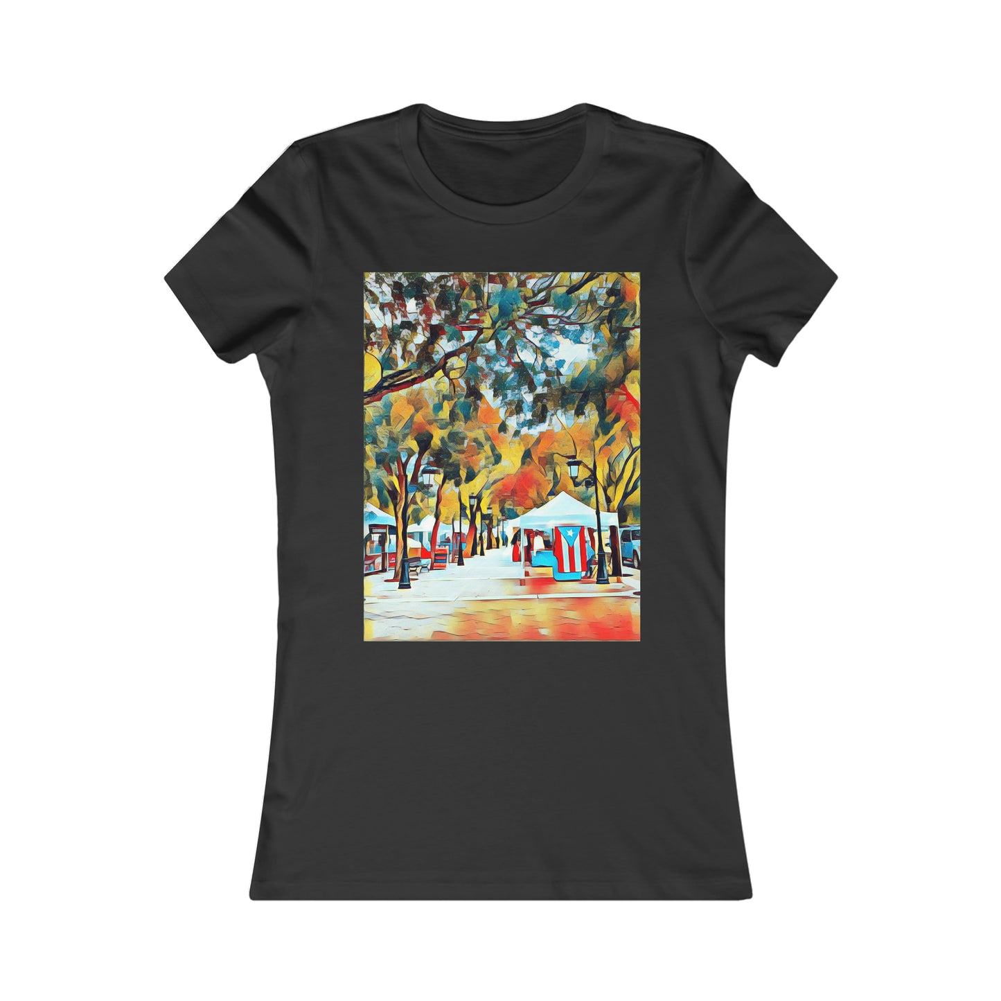 "Banderas y vendedores" - Camiseta de mujer 